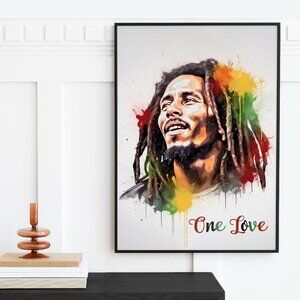 16x20‎ Bob Marley One Love Watercolor Oil Painting Poster Wall Art Poster